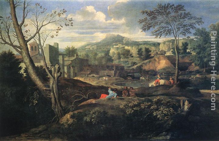 Ideal Landscape painting - Nicolas Poussin Ideal Landscape art painting